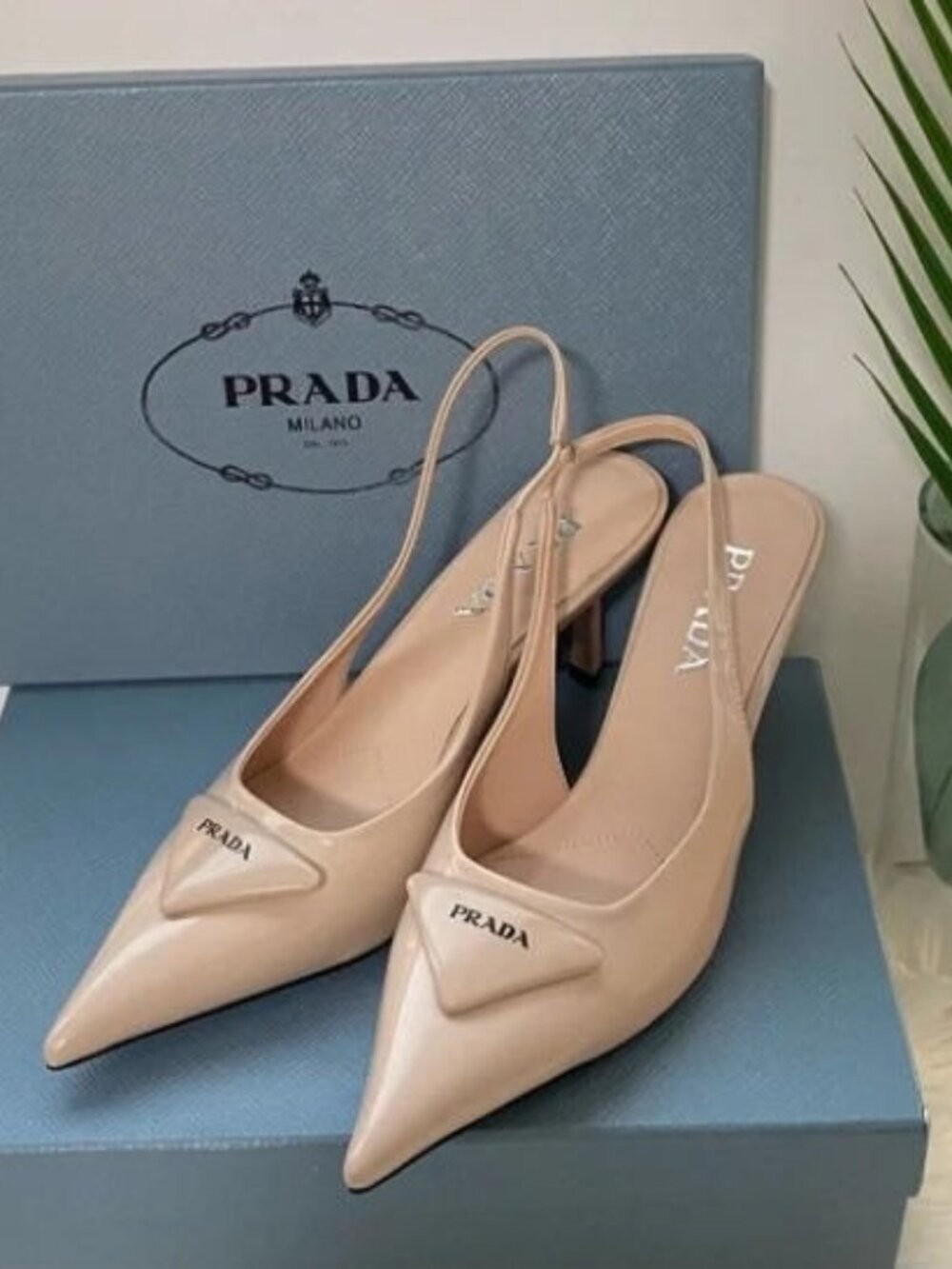 Prada Women's Beige Slingback Heels